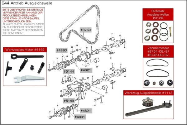 Porsche 924S, 944, turbo 951 -08/86 Timing belt set / kit - Porsche Spares UK - Porsche parts 911 924 944 Boxster